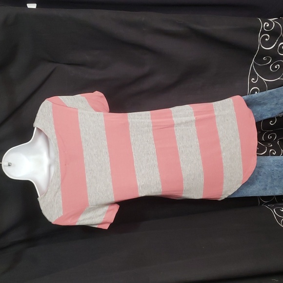 Rue 21. Women's Pink and Gray Striped Lace-Up T-Shirt. Size M GUC - Picture 4 of 9